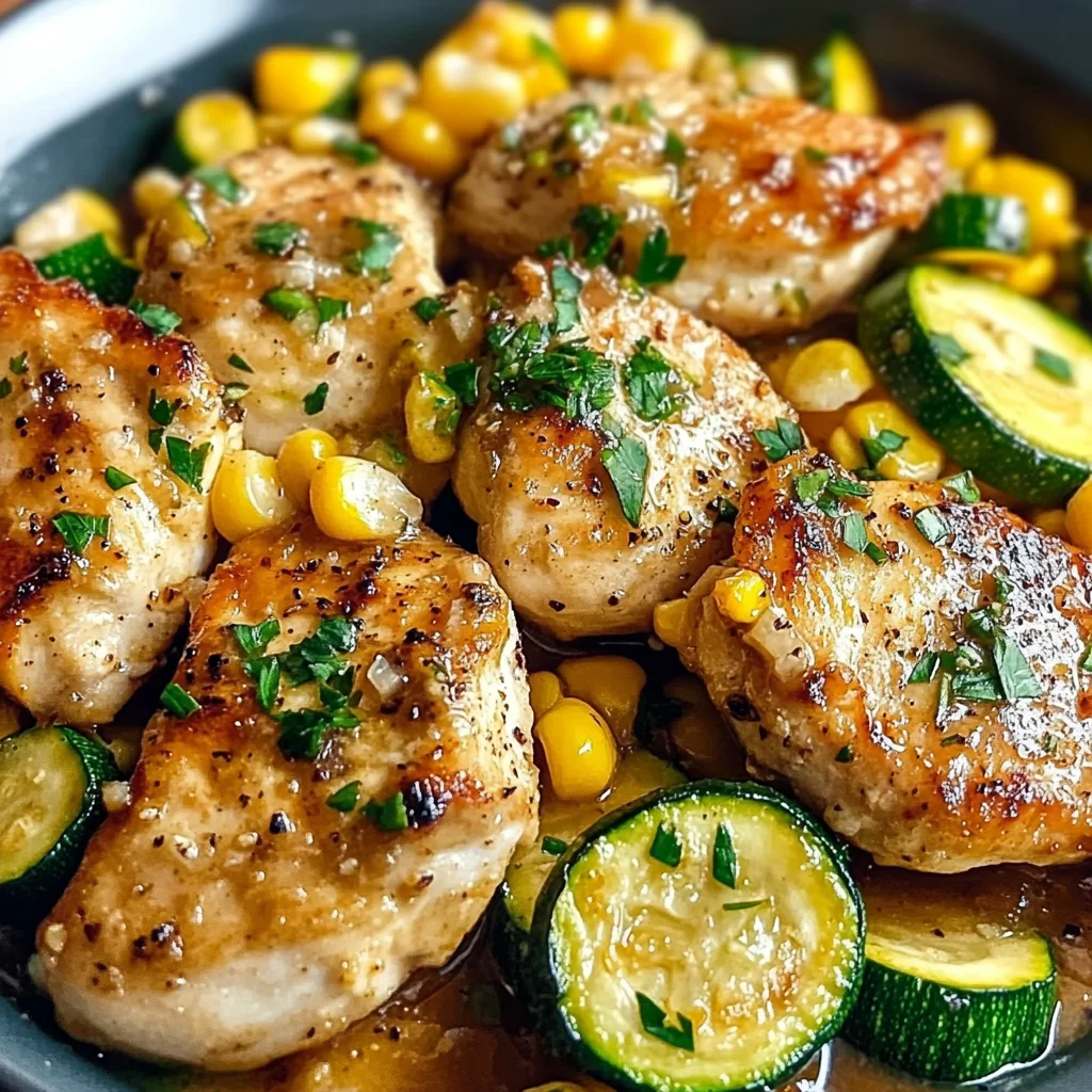 Savory Garlic Butter Chicken with Fresh Zucchini and Sweet Corn