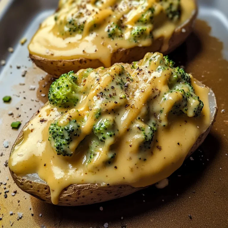 Cheesy Baked Potatoes with Broccoli Cheese Sauce