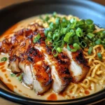 Fiery Chicken Ramen with Creamy Garlic Sauce
