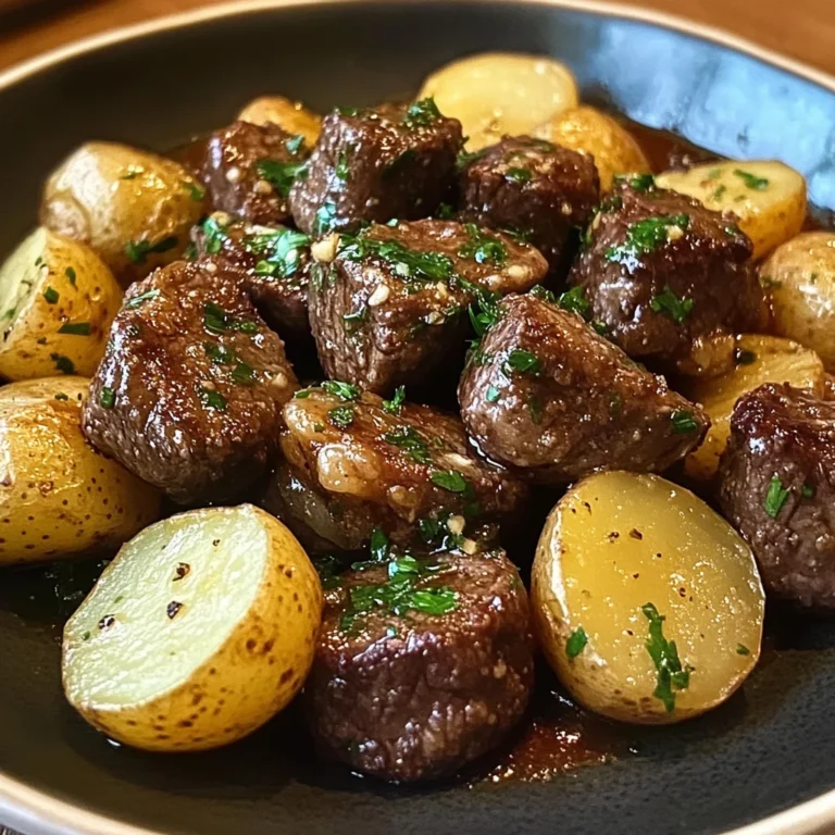 Garlic Butter Beef Bites with Potatoes