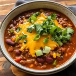 Crockpot Spicy Queso Beef Chili