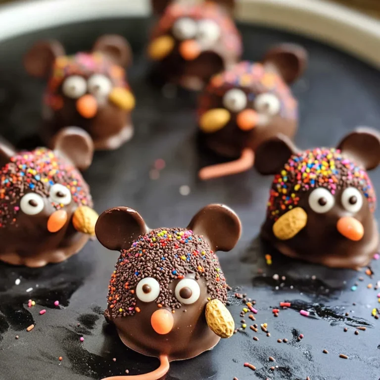 Halloween Dessert - Strawberry and Chocolate fudge mice