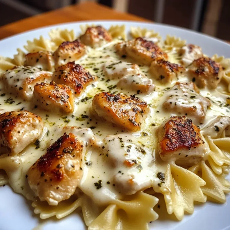 Mozzarella Garlic Butter Chicken Bowties in Cheesy Cream