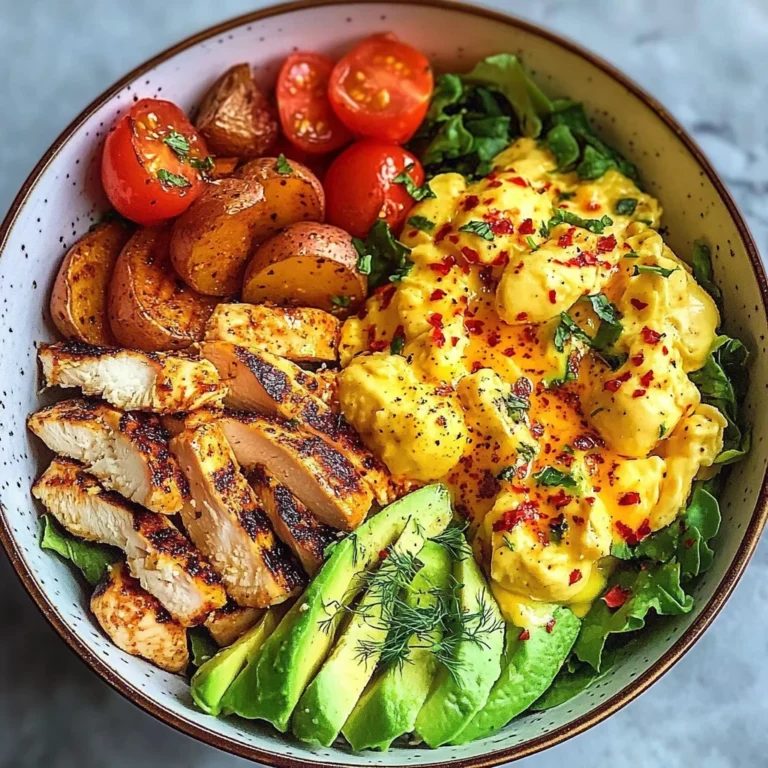 Protein Power Bowl with Avocado, Eggs, and Chicken
