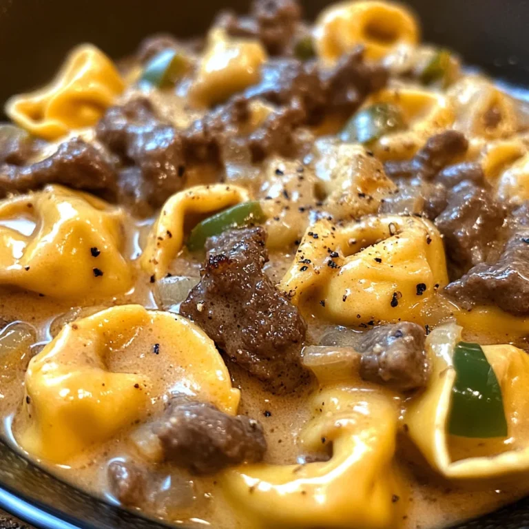 Cheesesteak Tortellini in Creamy Provolone Sauce