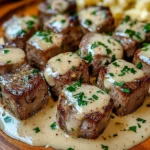 Garlic Butter Steak Bites with a Rich Parmesan Cream Sauce