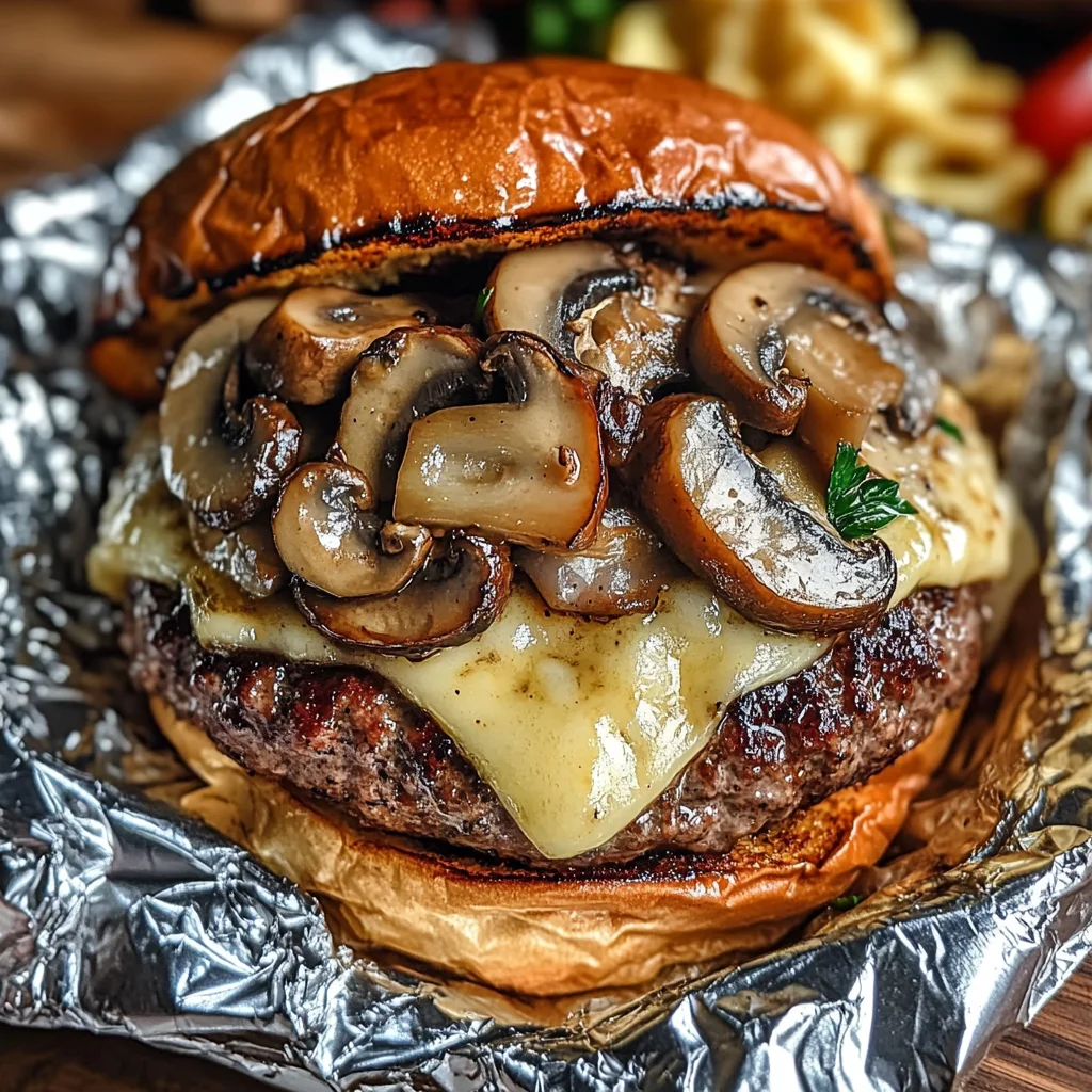 Mushroom and Swiss Burger Foil Packets