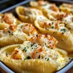 Seafood Stuffed Jumbo Shells with Creamy Cheese Sauce