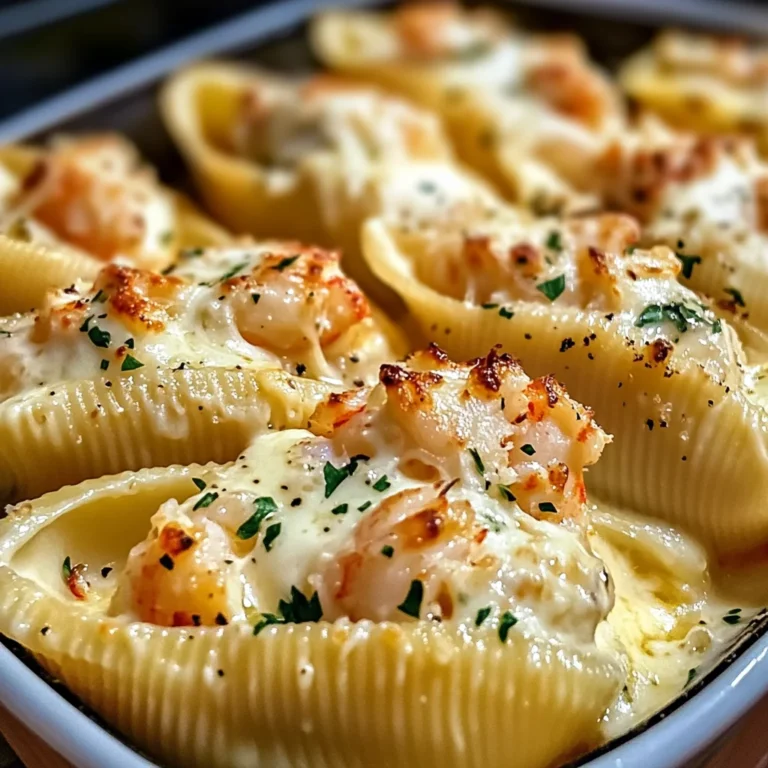 Seafood Stuffed Jumbo Shells with Creamy Cheese Sauce